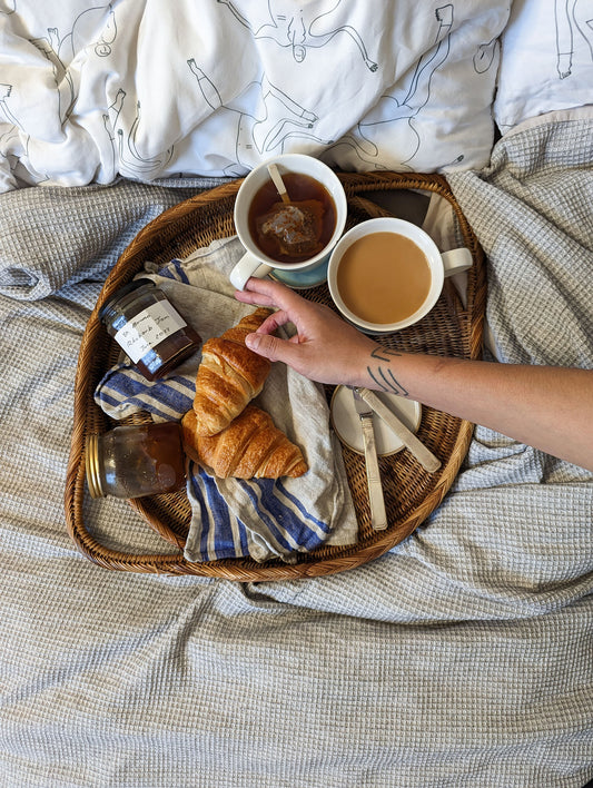 Natural handwoven basket tray